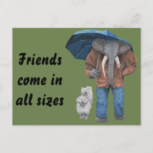 Postale Elephant Man Chien Marcher Imaginaire Art Carte po