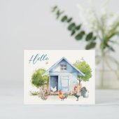 Postale Elevage de poulets Coop Bleue Bienvenue Carte post (Debout devant)