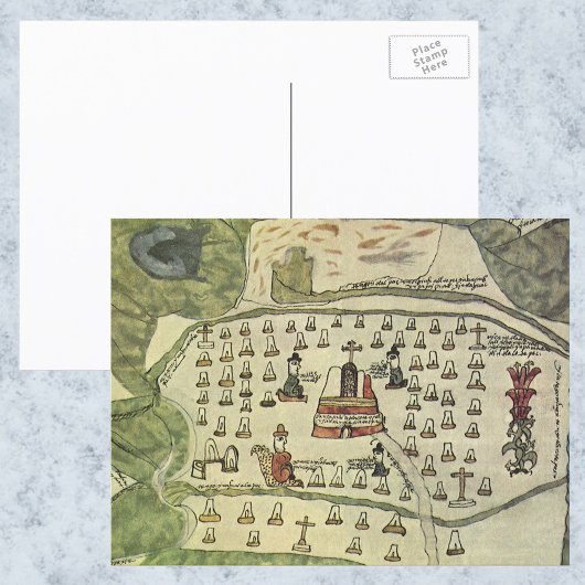 Postale Empire aztèque de Montezuma, carte du monde antiqu