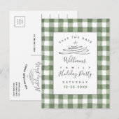 Postale Enregistrer la date Fête Vert En vichy Carte posta (Devant / Derrière)