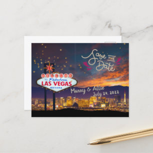 Postale Enregistrer la date personnalisée Las Vegas carte