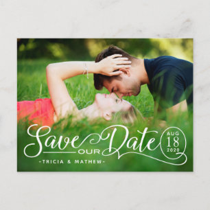 Postale Enregistrer NOTRE Mariage de date   Élégante carte