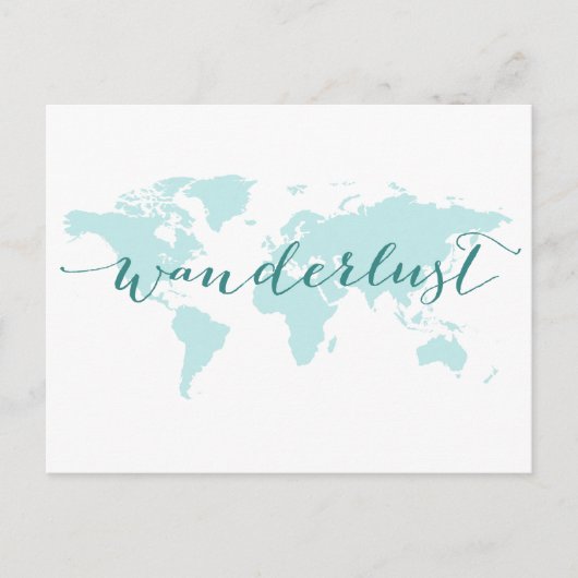Postale Envie de voyager, carte du monde sarcelle (Devant)