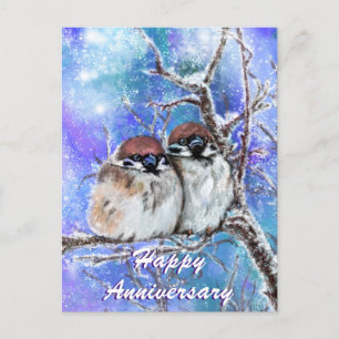 Postale Éperons Couple En Hiver Bonne Carte Anniversaire