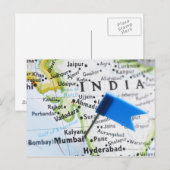 Postale Épingle à carte placée à Mumbai, en Inde sur la ca (Devant / Derrière)