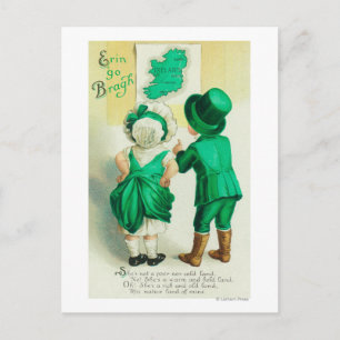 Postale Erin Go Bragh Couple regardant Irlande Carte