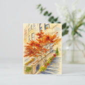 Postale Escalier pour l'automne Feuilles mortes Carte post (Debout devant)