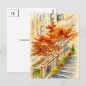 Postale Escalier pour l'automne Feuilles mortes Carte post (Devant / Derrière)