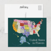 Postale États-Unis en Fleurs - Alt Back Design Carte posta (Devant / Derrière)