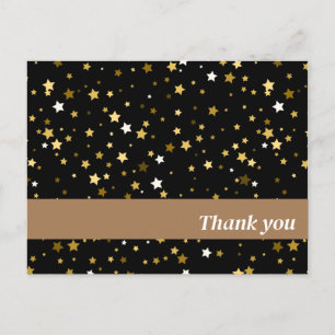 Postale Étoiles Blanches Et Or Carte de remerciements