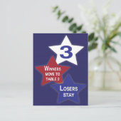 Postale Étoiles Rouges, Blanches et Bleues Carte de Table  (Debout devant)