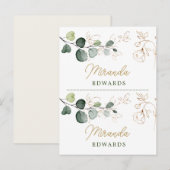 Postale Eucalyptus Feuille Gold Floral Place carte (Devant / Derrière)