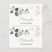 Postale Eucalyptus Feuille Gold Floral Place carte (Devant)