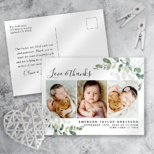 Postale Eucalyptus Photo Carte de remerciements bébé