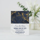 Postale Événement mariage moderne bleu marine et or, carte (Debout devant)