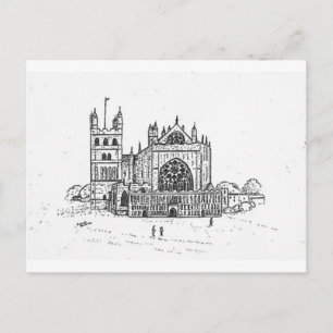 Postale Exeter Cathedral noir blanc carte postale, personn