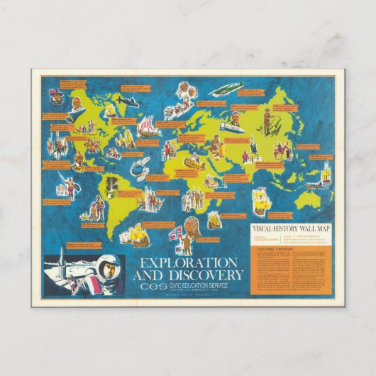 Postale Exploration et découverte Carte du monde de l'hist (Devant)
