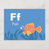 Postale F est pour le poisson - Carte Flash Alphabet (Devant)