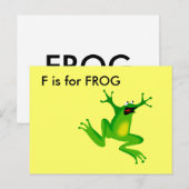 Postale "F" est une carte flash de l'alphabet de grenouill (Devant / Derrière)