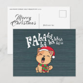 Postale Fa La La La La Chat de Noël Chantant | Carte posta (Devant / Derrière)