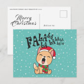 Postale Fa La La La La Christmas Chant Chien | Carte posta (Devant / Derrière)