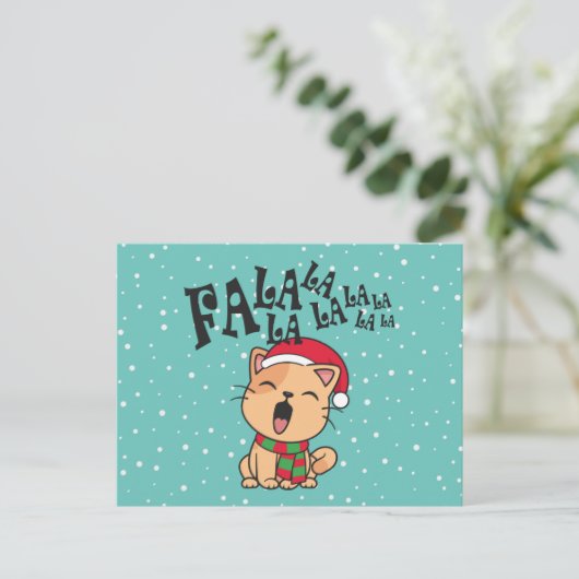 Postale Fa La La La La Christmas Chant de chat | Carte pos (Debout devant)