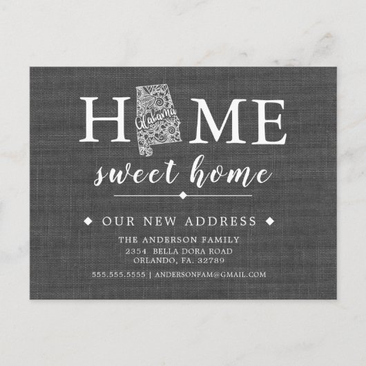 Postale Faire-part Annonce de déménagement en Alabama sur carte posta (Devant)