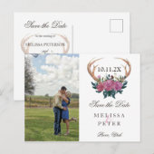 Postale Faire-part Antler cerf rustique chic sauvegarder la carte pos (Devant / Derrière)