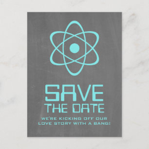 Postale Faire-part Aqua Atomic Chalkboard Enregistrer la date Carte p