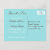 Postale Faire-part Aqua Blue, Brown, blanc Damas Enregistrer la carte (Dos)