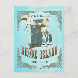 Postale Faire-part Aqua Sauvez La Date - RI Carte Avec De Beaux Oisea