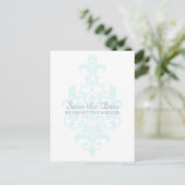 Postale Faire-part Aqua Subtle Damask Enregistrer la date Carte posta (Debout devant)