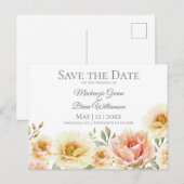 Postale Faire-part Aquarelle Botanique Enregistrer La Date Carte Post (Devant / Derrière)