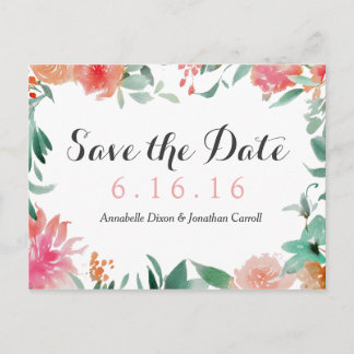 Postale Faire-part Aquarelle moderne Enregistrer la date Carte postal