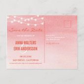 Postale Faire-part Aquarelle String Lights Enregistrer La Date Carte (Dos)