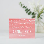 Postale Faire-part Aquarelle String Lights Enregistrer La Date Carte (Debout devant)