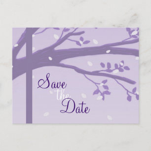 Postale Faire-part Arbre en silhouette violet carte de sauvegarde pos