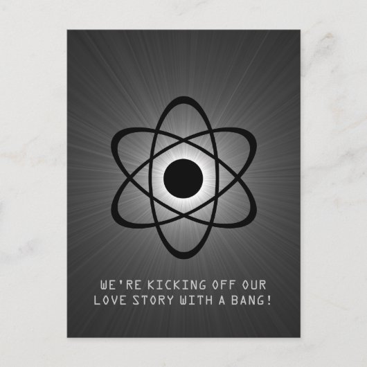 Postale Faire-part Atomic Enregistrer la date carte postale, Gris (Devant)