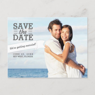 Postale Faire-part Bannière moderne Enregistrer la date Mariage Carte