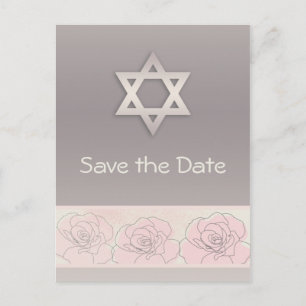 Postale Faire-part Bat mitzvah rose roses Enregistrer la date Carte p