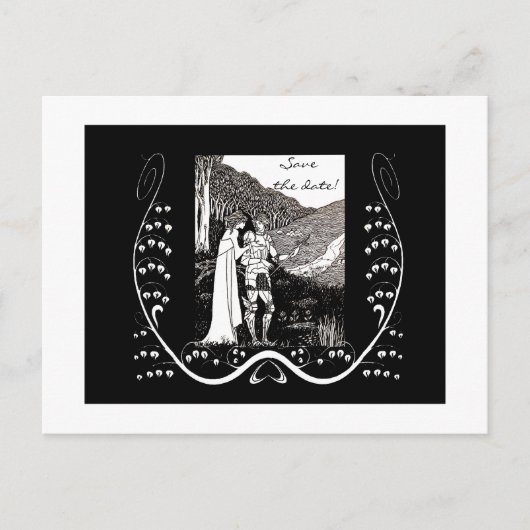 Postale Faire-part Beardsley Knight & Lady Enregistrer la date Carte  (Devant)