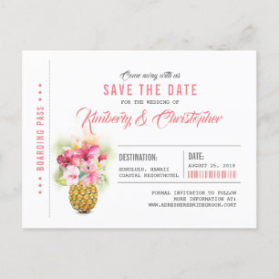 Postale Faire-part Billet de carte d'embarquement pour ananas de plag