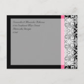 Postale Faire-part Black Pink Passion Damask Enregistrer la carte Dat (Dos)