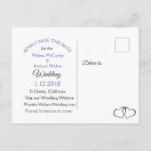 Postale Faire-part Bleu dégradé Photo Enregistrer la date Carte posta (Dos)