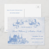 Postale Faire-part Blue Fairytale Wedding Enregistrer la date Carte p (Devant / Derrière)