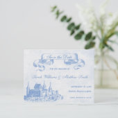 Postale Faire-part Blue Fairytale Wedding Enregistrer la date Carte p (Debout devant)