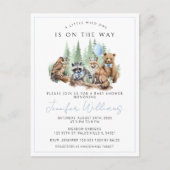 Postale Faire-part Bois forêt animaux bébé garçon douche carte postal (Devant)