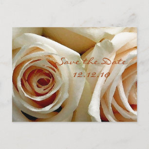Postale Faire-part Bouquet de rose crème - Enregistrer la carte Date
