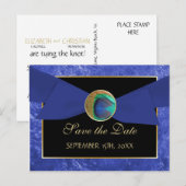 Postale Faire-part Bouton Peacock & Bow ENREGISTRER LA DATE Carte Pos (Devant / Derrière)