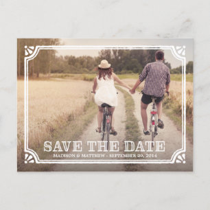 Postale Faire-part Cadre Rustique Carte de sauvegarde de la date